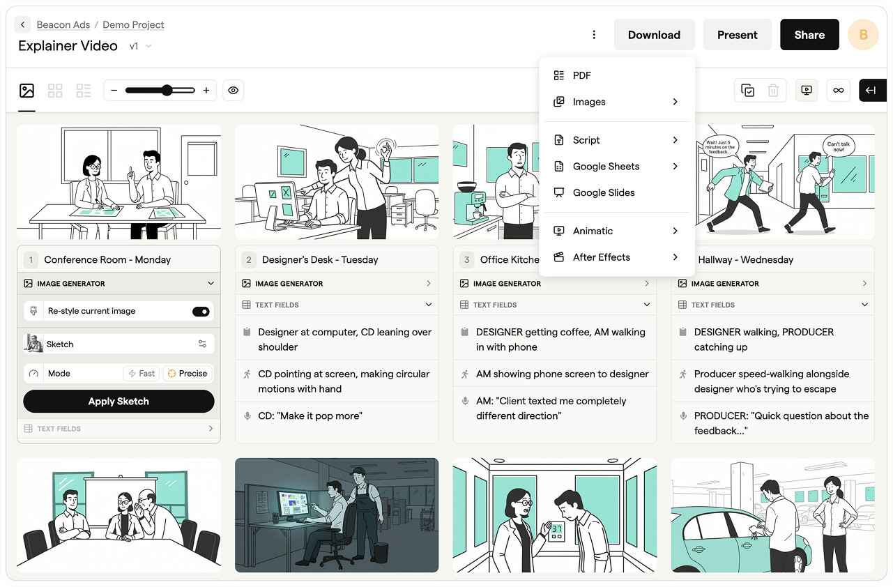 Boords storyboard software interface